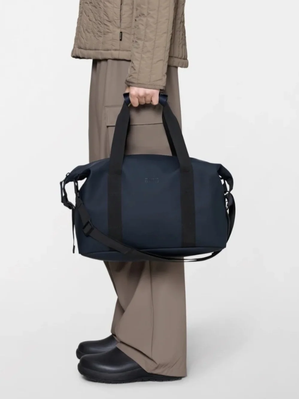 Rains Navy W3 Small Duffel Bag with Black Straps